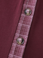 Grid Print Color Contrast Hooded Jacket