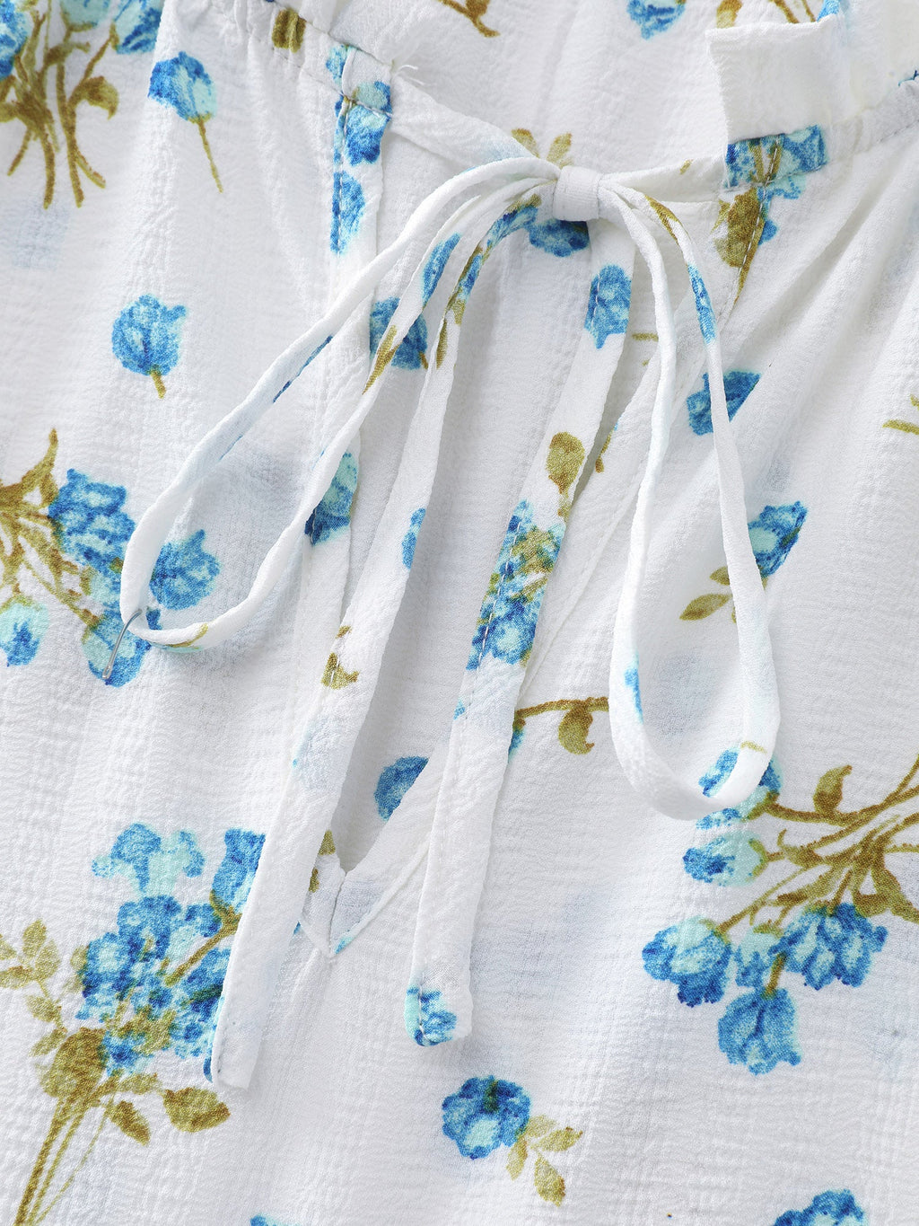 Floral Print Waist Defining Neck Tie Blouse