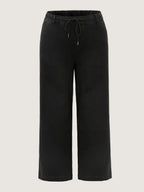 Stretchy Pull-On Drawstring Waist Wide-Leg Jeans