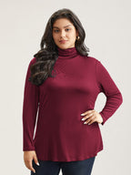 Supersoft Essentials Solid Funnel Neck Knit T-shirt