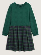 Layered Plaid Pockets Midi Dress