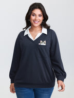 Hello Cat Stretchy Layered Twofer Sweatshirt