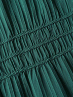 Textured Shirred Cinched Waist Midi Dress