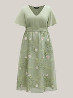 Floral Print Spliced Pockets Maxi Dress