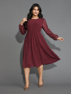 Texture Sequin Mesh Patchwork Belted Dress