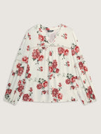 Supersoft Floral Lace Trim Knit Top