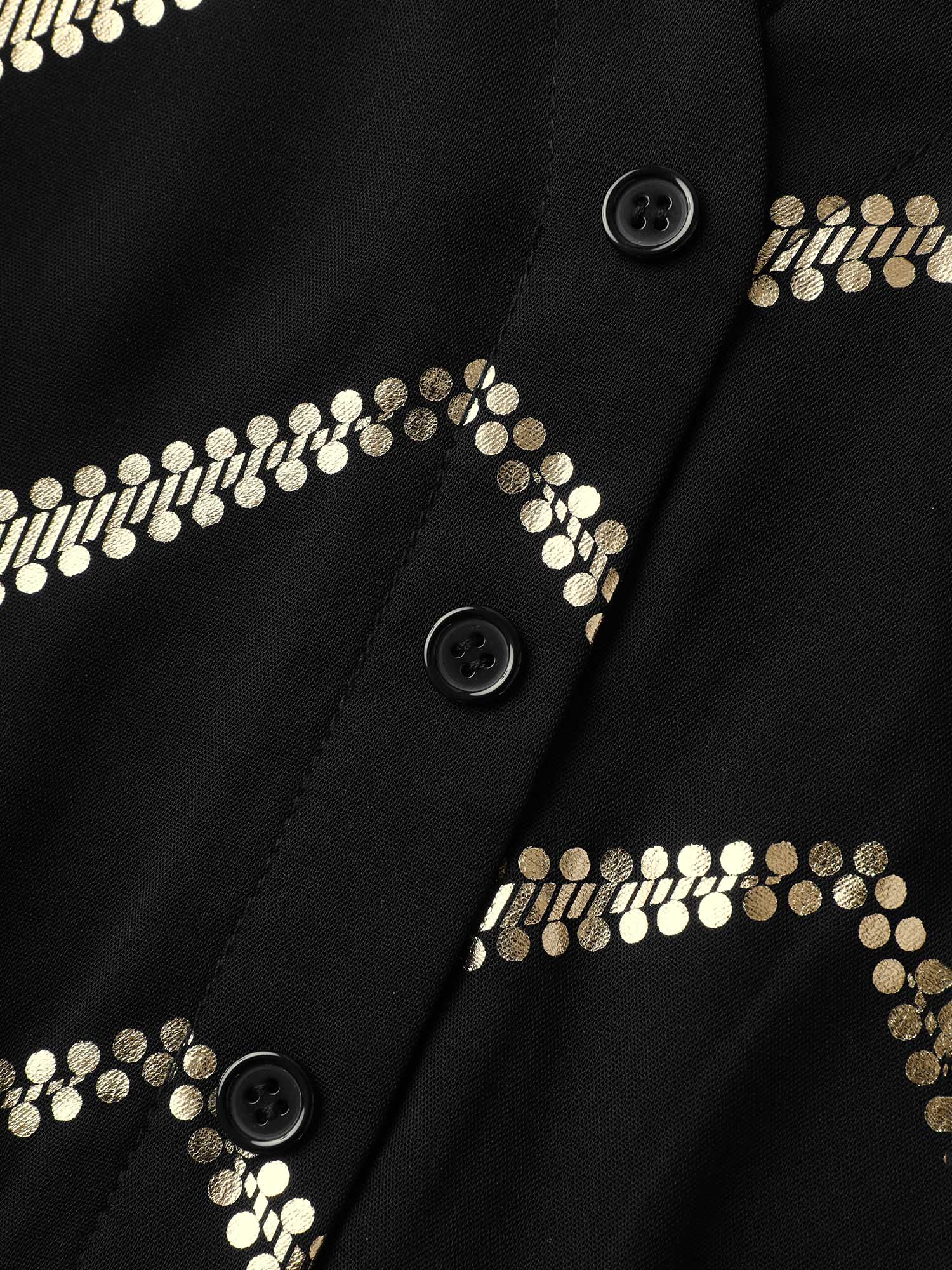 Gold Stamping Wavy Knee-Length Dress