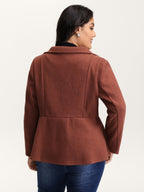 Pleated Curvy Hem Button Blazer