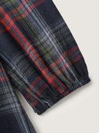 Plaid Button Detail Pocket Belted Arc Hem Dress