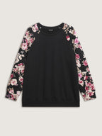 Floral Print Raglan Sleeve Sweatshirt