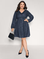 Shimmery Sequin V-Neck Knee Dress