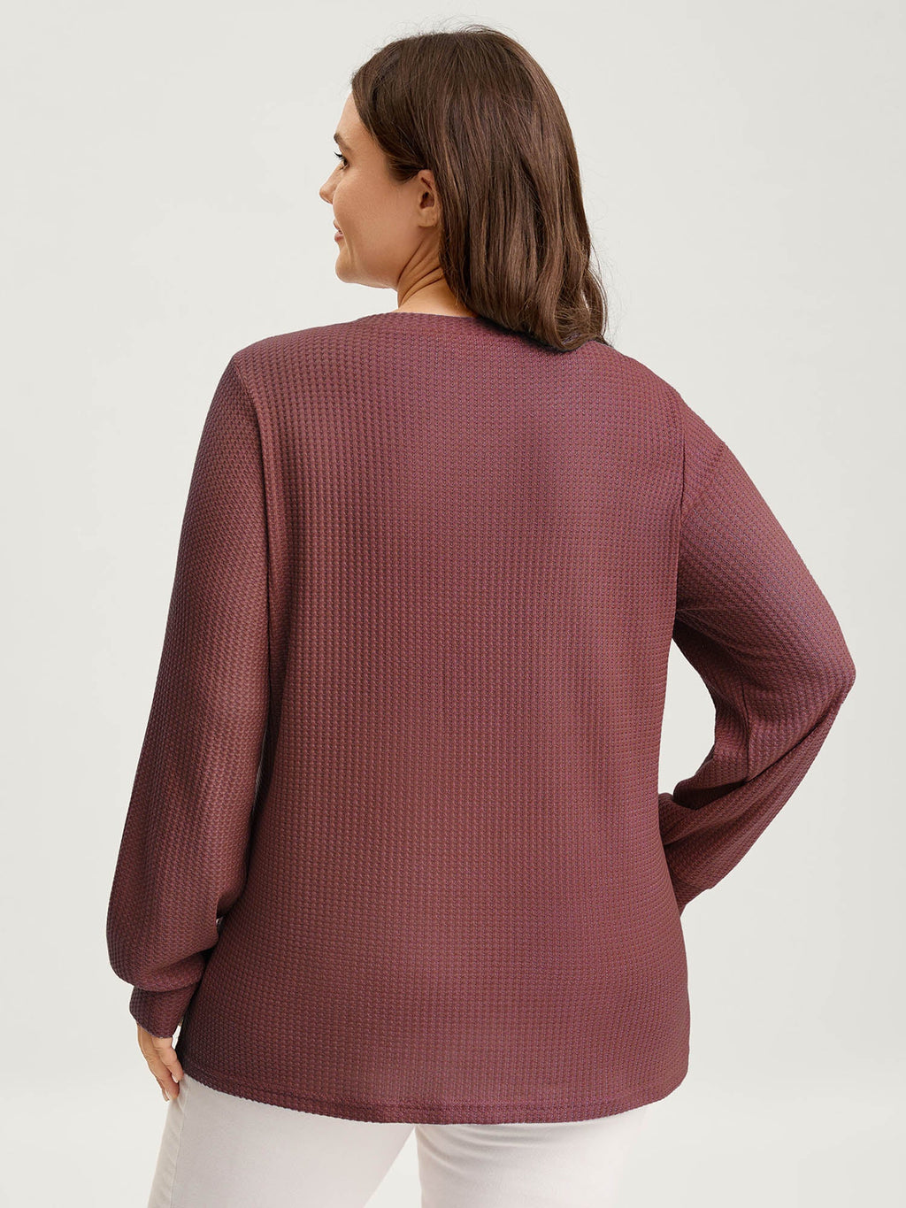 Waffle Spliced Floral Lace Sweatshirt