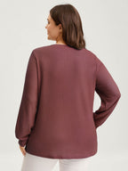 Waffle Spliced Floral Lace Sweatshirt