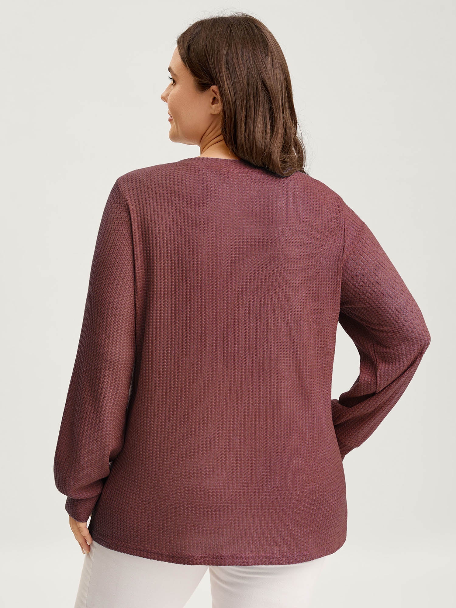 Waffle Spliced Floral Lace Sweatshirt