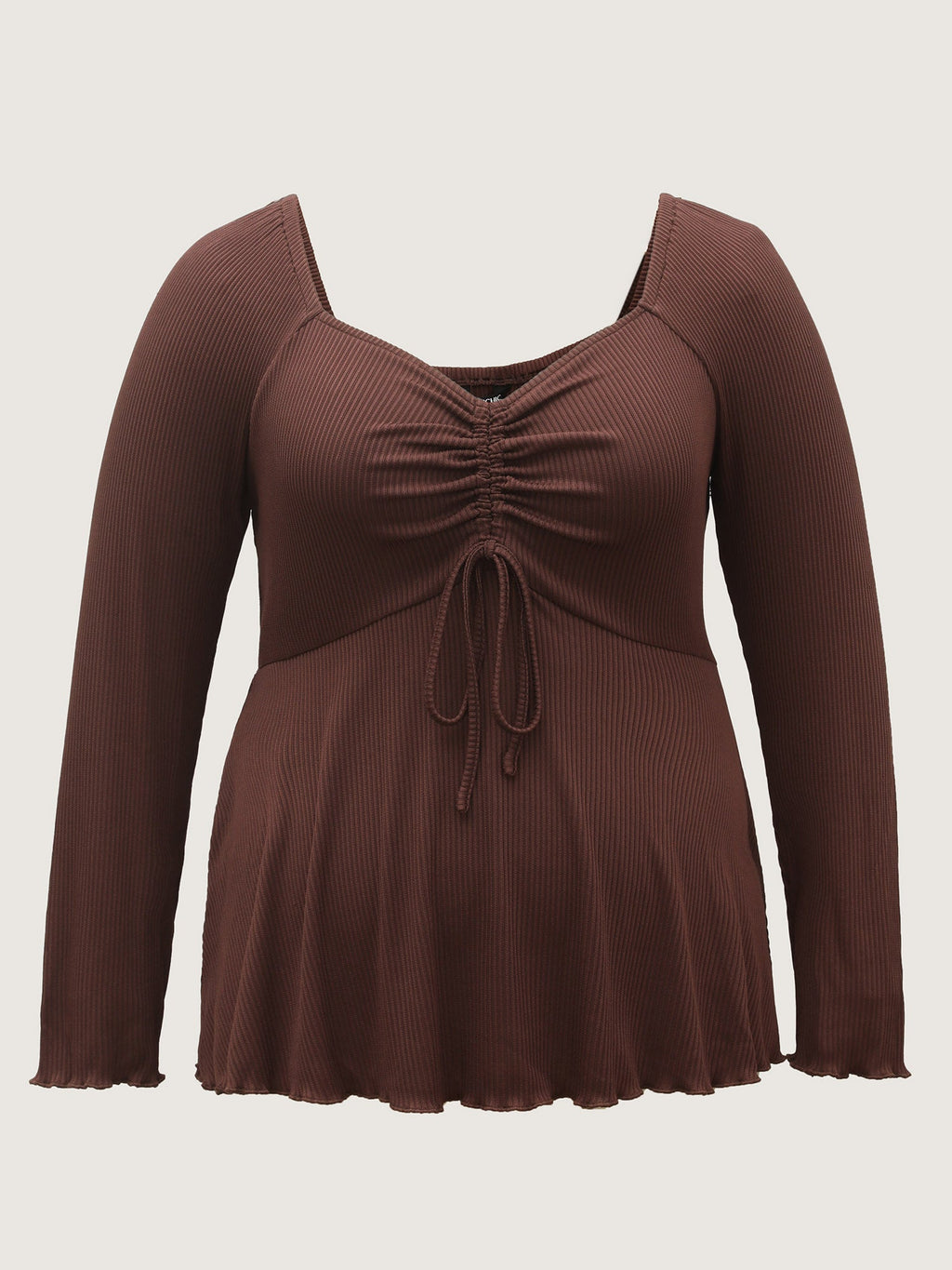 Ribbed Adjustable Drawstring Bodice Flared T-Shirt