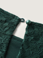 Solid Crochet Lace Mesh Crew Neck Blouse