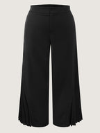 Pleated Side Wide-Leg Pants