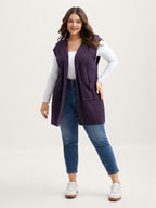 Twisted Hooded Sleeveless Knit Cardigan