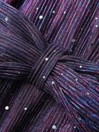 Shimmery Pleated-Waist Pockets Knee-Length Dress