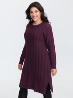 Crew Neck Cable Texture Sweater Dress