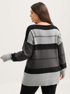 Striped Print Color Contrast Pullover