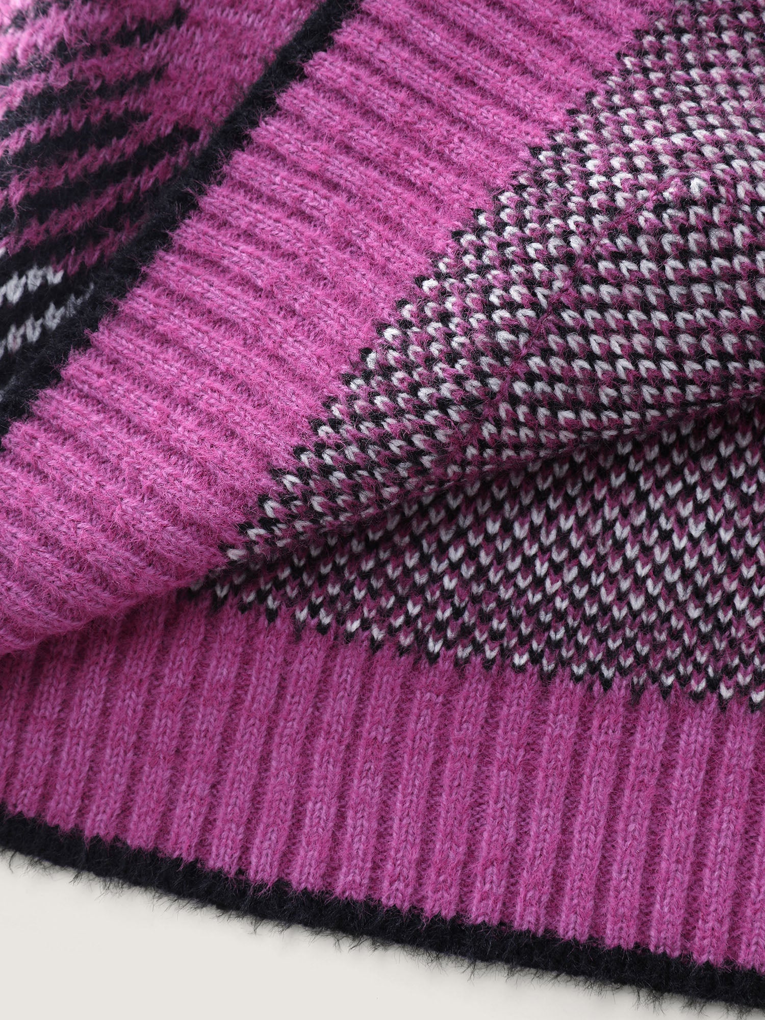 Fuzzy Plaid Pattern Button Knit Cardigan