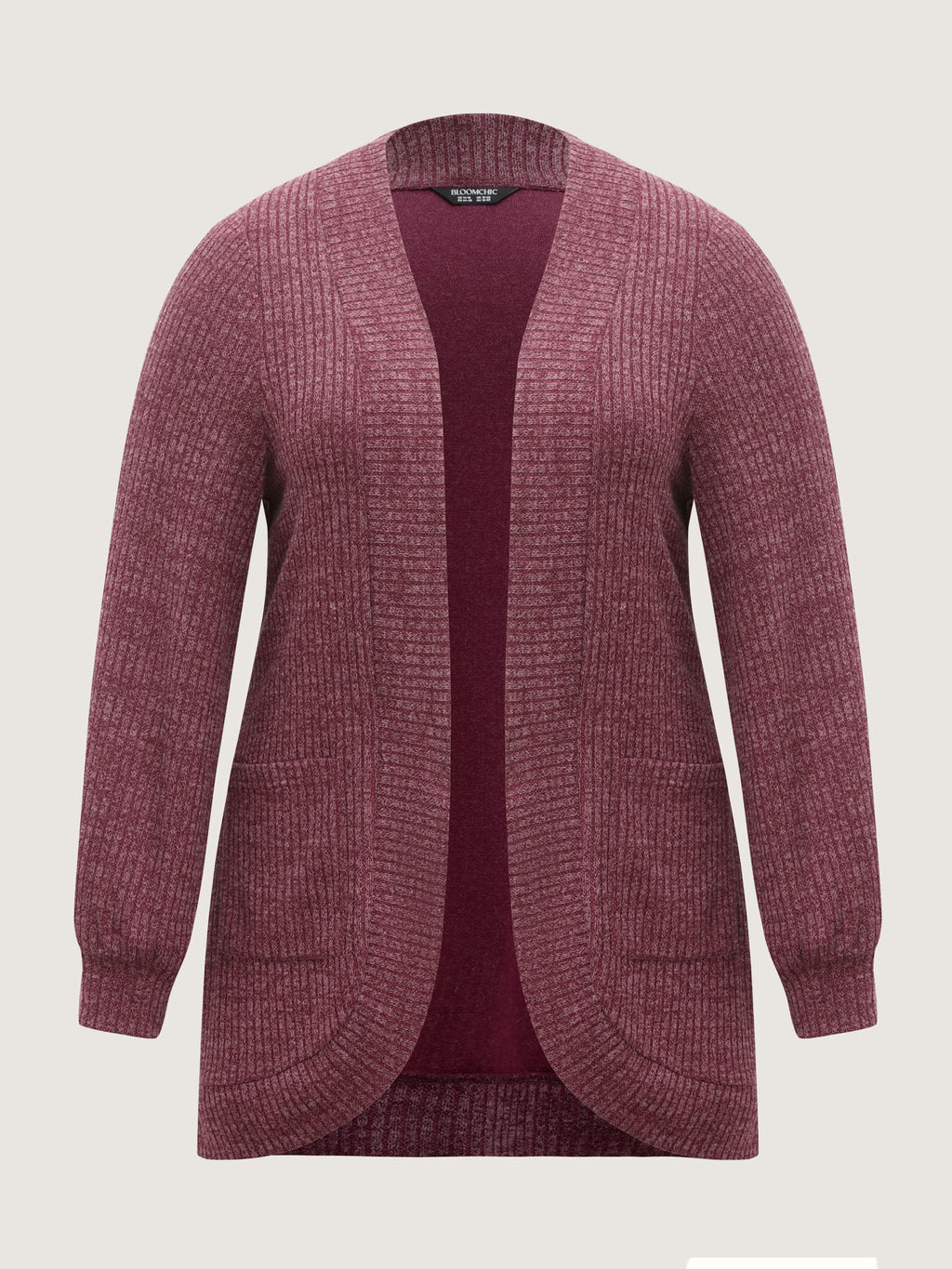 Heather Stretchy Textured Pockets Cardigan
