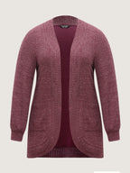 Heather Stretchy Textured Pockets Cardigan
