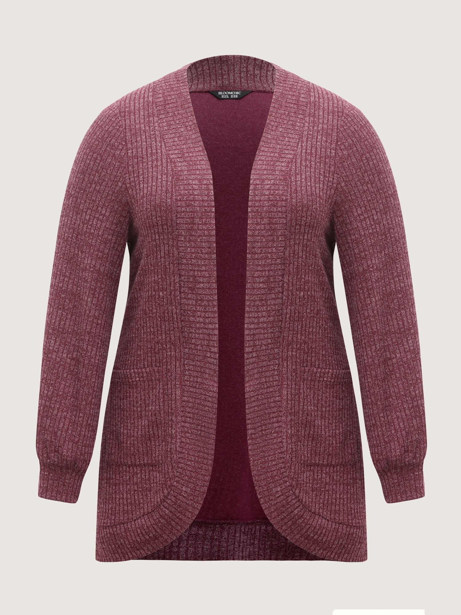 Heather Stretchy Textured Pockets Cardigan