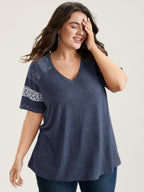 Ditsy Floral Colorblock Contrast Raglan Sleeve T-shirt