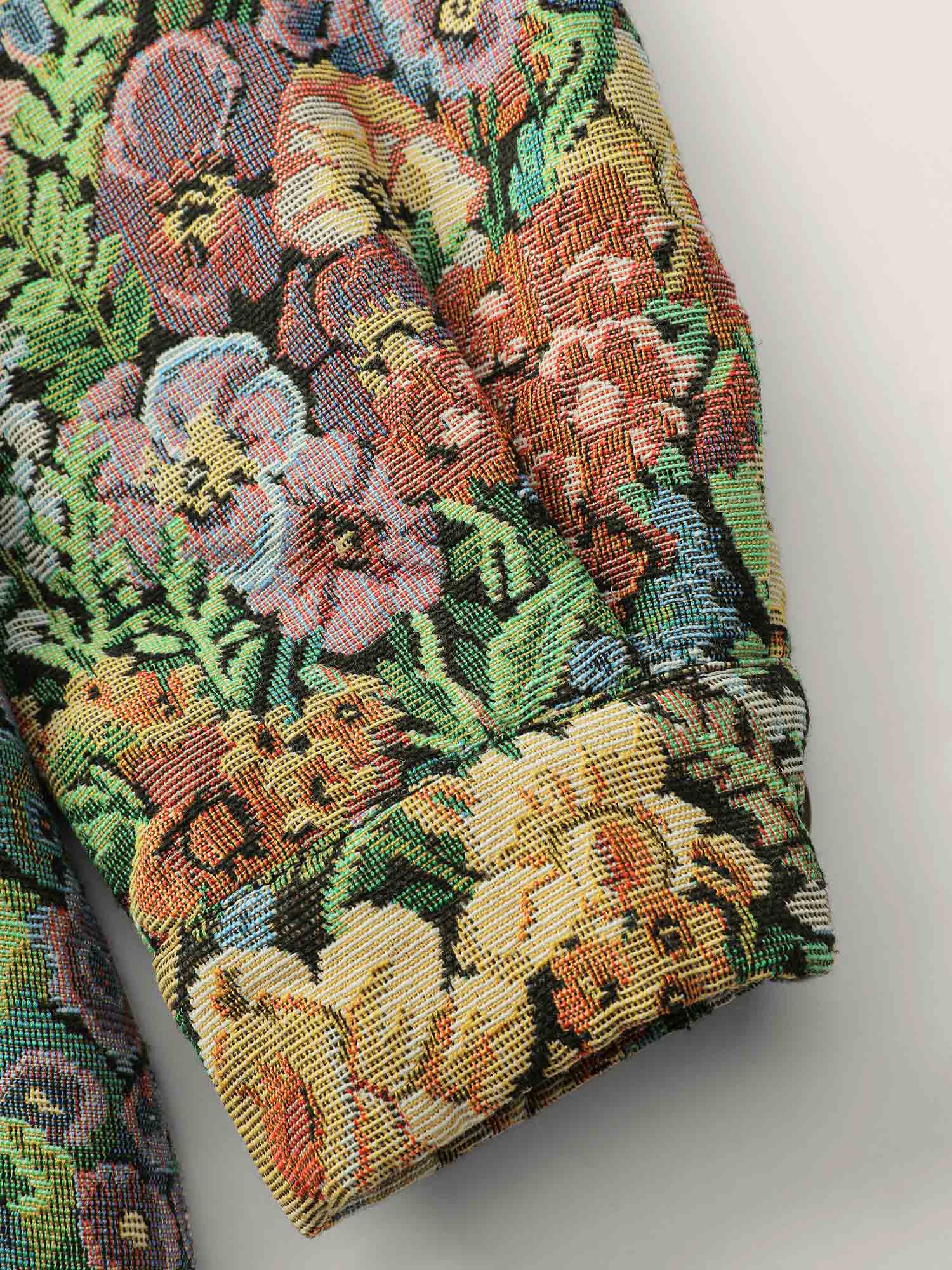 Floral Textured Lined Pockets Coat