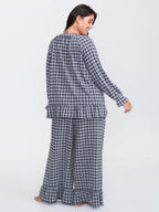 Gingham Ruffled Hem Loungewear Set