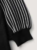 Stripe Boat Neck Balloon Sleeve Pullover