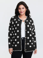 Polka Dots Jacquard Buttons Knit Cardigan