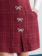 Tweed Metal Bows Knee-Length Dress