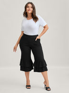 Layered Ruffled Flare Hem Pants