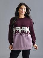 Cat Contrast Drop Shoulder Pullover