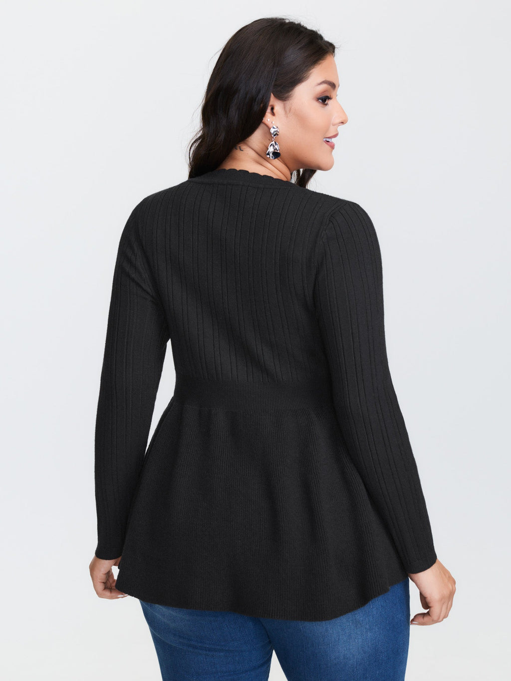 Textured Scoop Neck Cinched-Waist Pullover