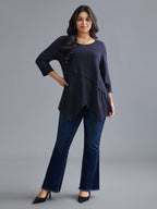 Asymmetrical Hem Overlap Long T-shirt