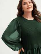 Balloon Sleeve Solid Twofer Sweater
