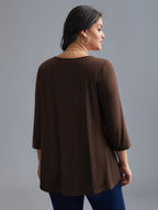 Asymmetrical Hem Overlap Long T-shirt