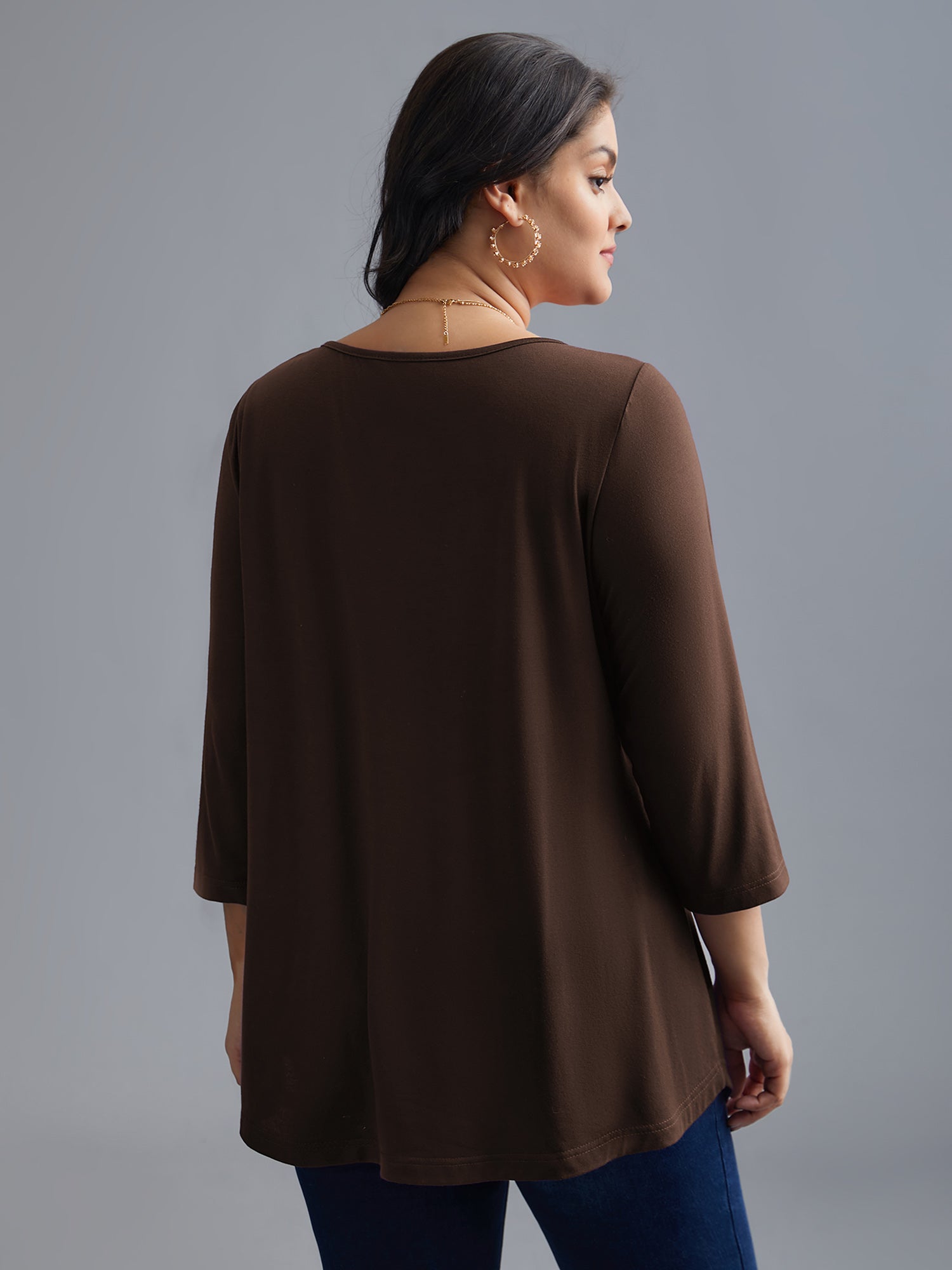Asymmetrical Hem Overlap Long T-shirt