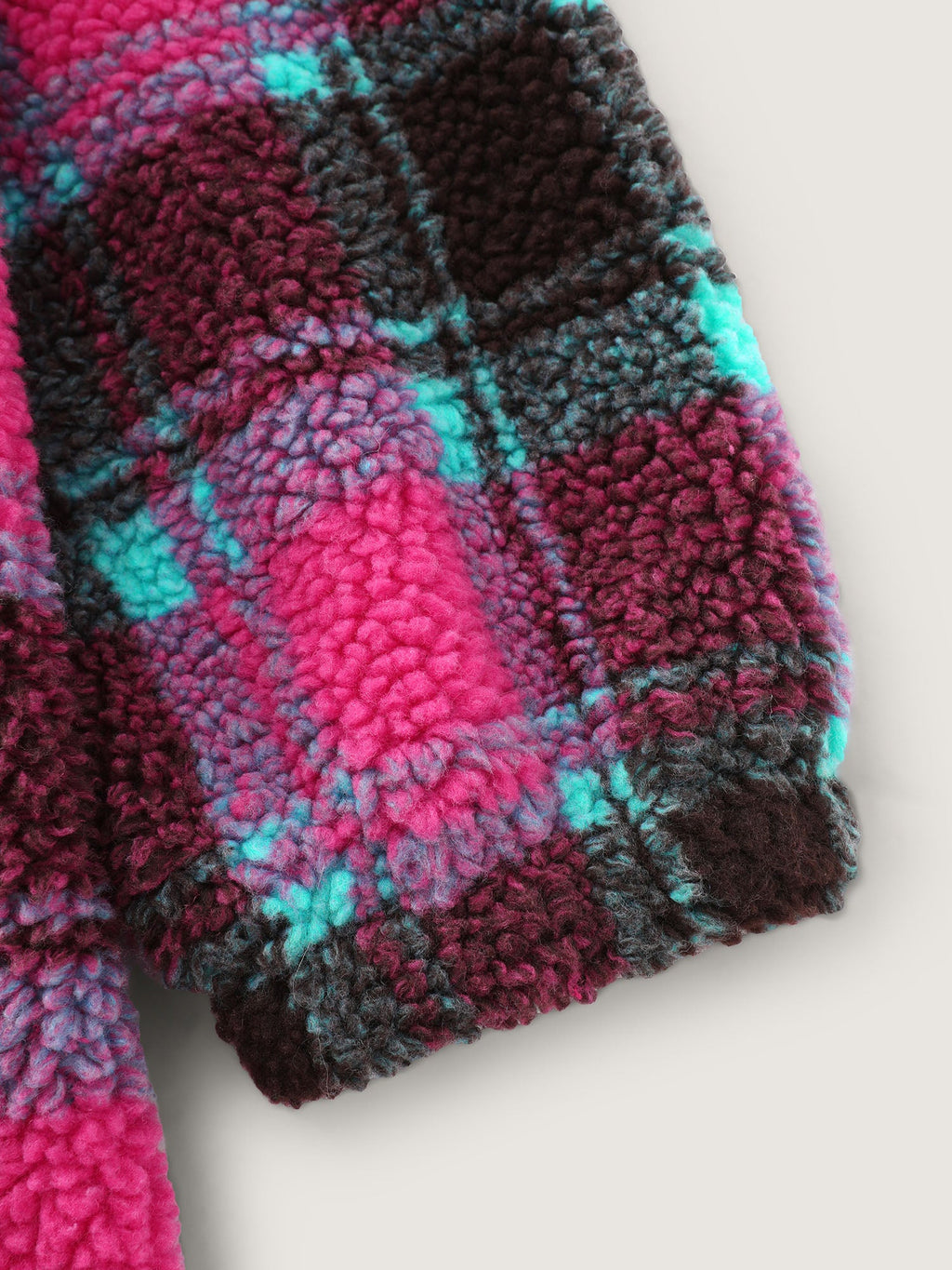 Fluffy Texture Plaid Button-Front Coat