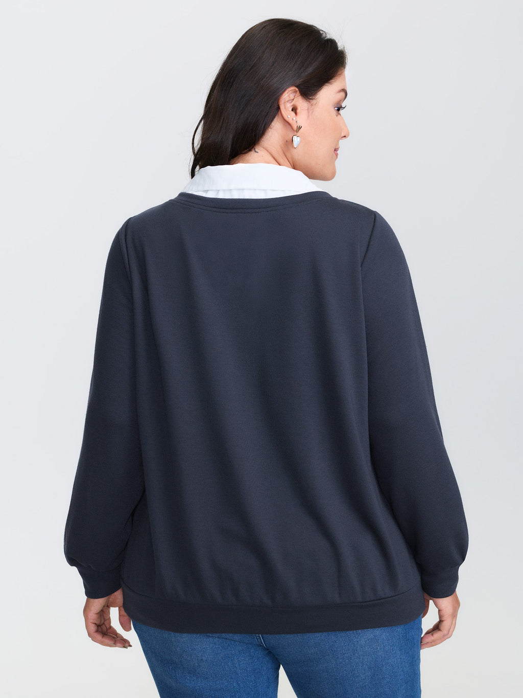 Hello Cat Stretchy Layered Twofer Sweatshirt