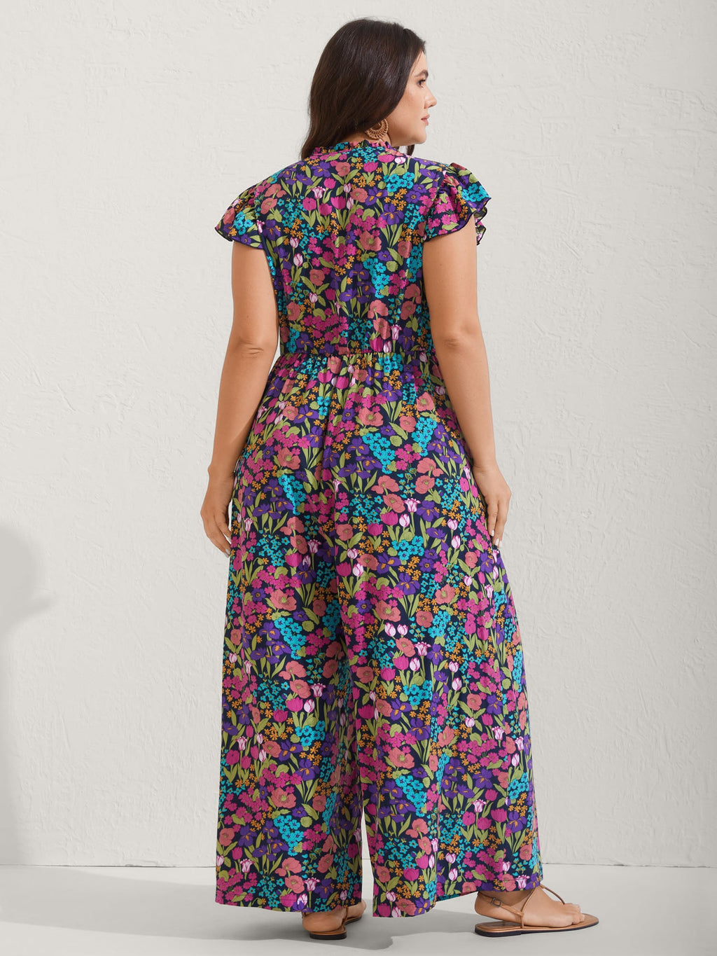 Sunkissed Floral Print Button Wide-Leg Jumpsuit