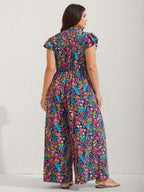 Sunkissed Floral Print Button Wide-Leg Jumpsuit