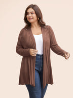 Plain Textured Kimono Collar Cardigan