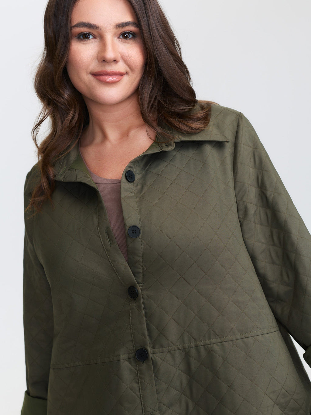 Quilted Button-Front Solid Coat