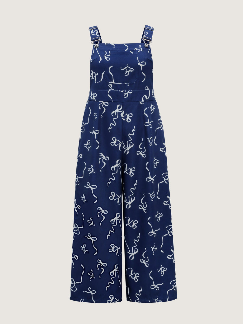 Bow-Tie Print Adjustable Overall Straps Jumpsuit