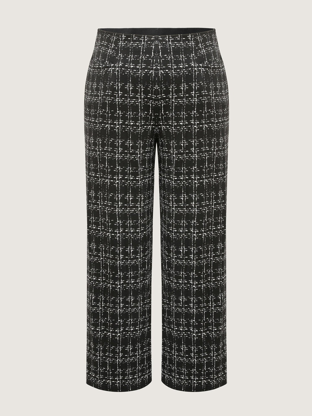 Tweed Texture Wide-Leg Pants